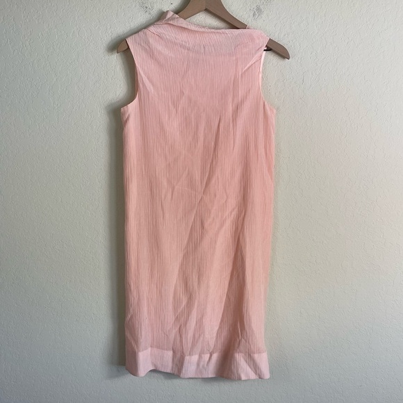 COS Pink Chiffon Silk Pleated Mock Neck Sheath Dress Size 6 - Picture 2 of 6